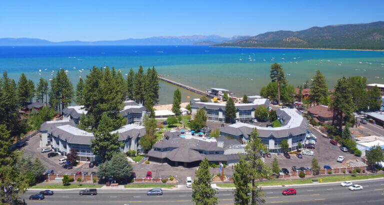 Aerial view of Lake Tahoe Retreat building